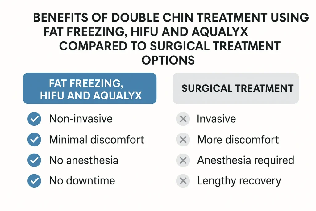 Graphic about the benefits of double chin treatment Potters Bar - from LA LIPO