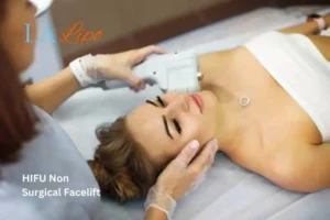Woman having Hi-Fu to reduce wrinkles Potters Bar.