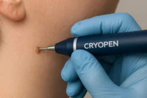 Person receiving skin tag removal Potters Bar