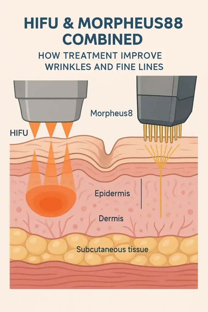 Diagram showing HIFU & Morpeus8 Potters Bar and the benefits for reduction in wrinkles and fine lines